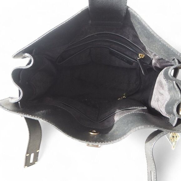 Michael Kors Hamilton Large Saffiano Leather Tote Bag Purse Black / Gold OS - Picture 5 of 11